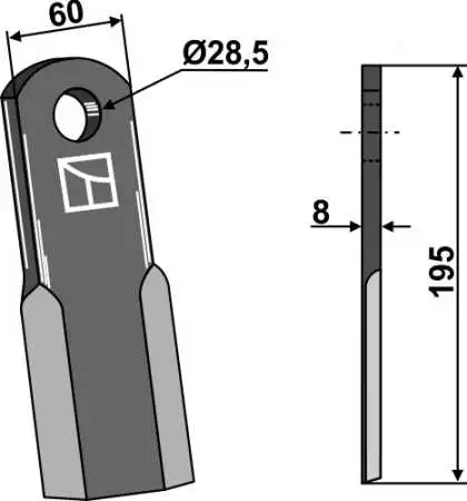 Gerades Messer 195x60mm